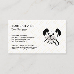 Dog with Leash Dog Bone Pattern Business Card