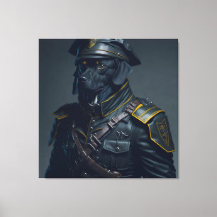 DOG WITH MILITARY UNIFORM CANVAS PRINT