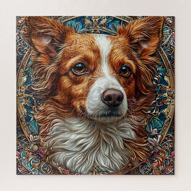 Dog With Ornate Decorative Background Jigsaw Puzzle (Vertical)