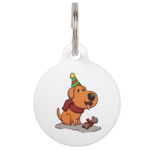 Dog with party hat cartoon choose back color pet ID tag