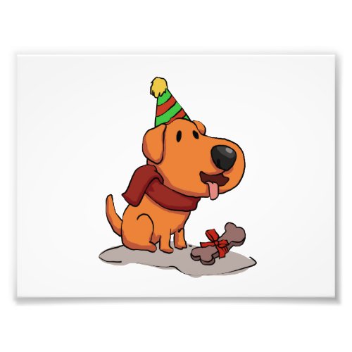 Dog with party hat cartoon  choose back color photo print