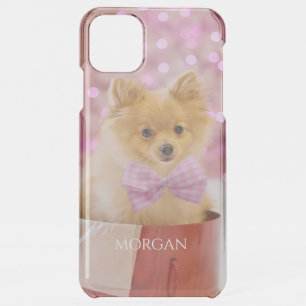 Dog With Pink Bow Tie or Your Photo, DIY Name iPhone 11 Pro Max Case