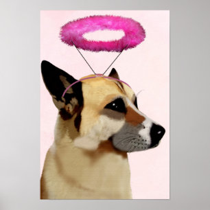 Dog with Pink Halo Poster