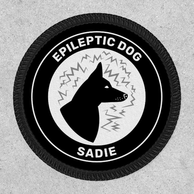 Dog With Pricked Ears Epileptic Dog Alert & Name Patch (Front)