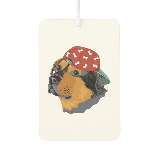 Dog with red cap air freshener (Front)