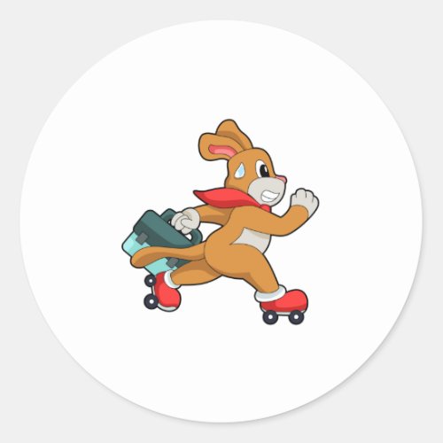 Dog with Roller skates Classic Round Sticker