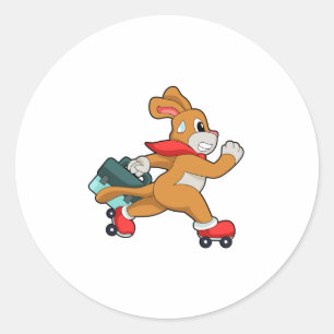 Dog with Roller skates Classic Round Sticker