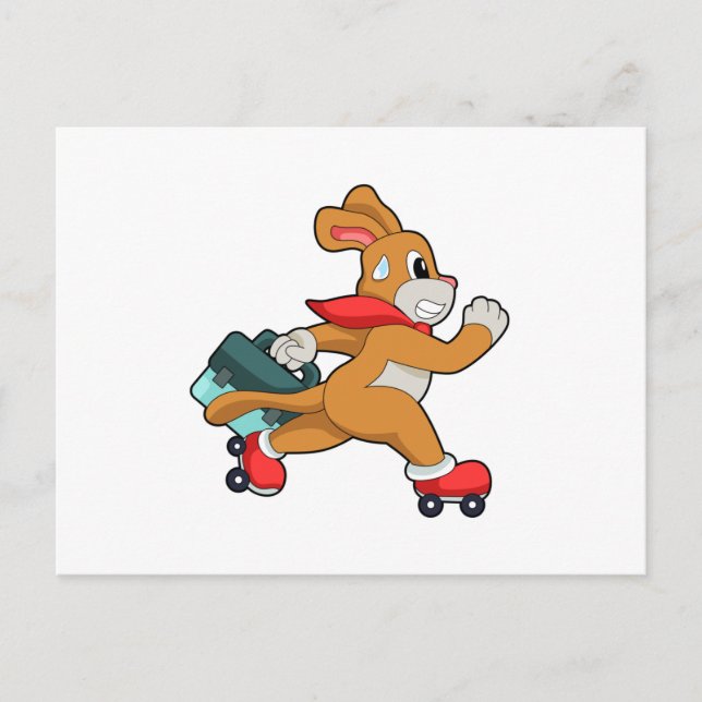Dog with Roller skates Postcard (Front)