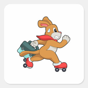 Dog with Roller skates Square Sticker