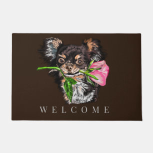 Dog with Rose Doormat