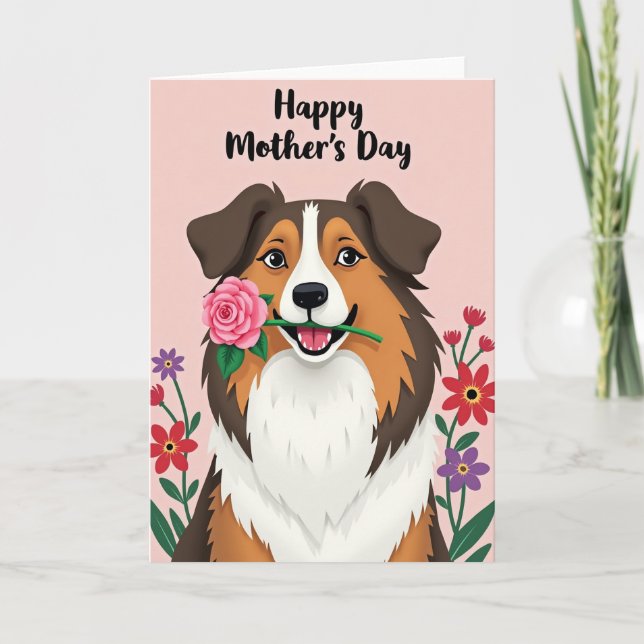 Dog With Rose Mothers Day Card (Front)