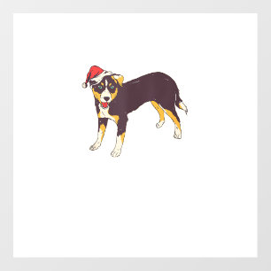 Dog With Santa Hat - Funny Christmas Wall Decal