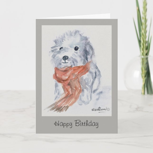 Dog with scarf Happy Birthday Card (Front)