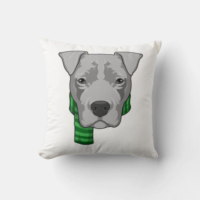 Dog with Scarf Throw Pillow (Front)