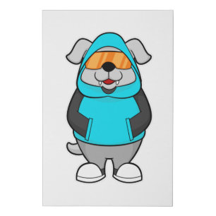 Dog with Sunglasses Faux Canvas Print