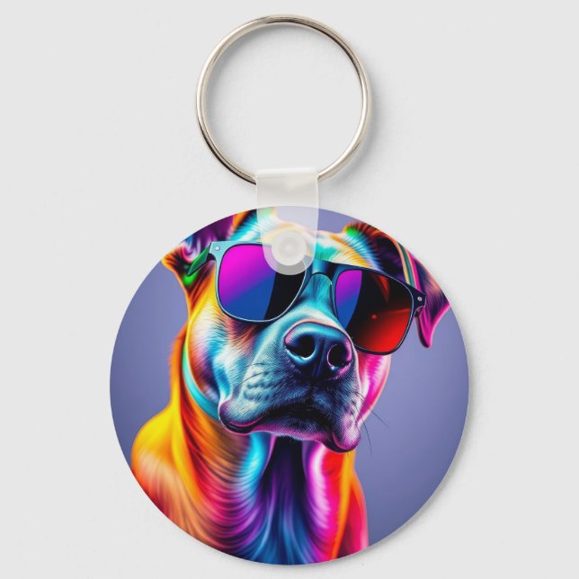 Dog with sunglasses keychain (Front)