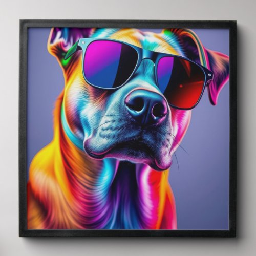 Dog with sunglasses peel and stick photo tile