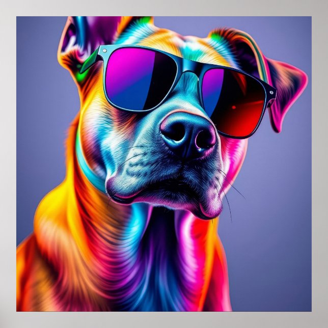 Dog with sunglasses poster (Front)