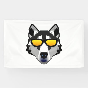 Dog with Sunglasses - Siberian Husky Banner