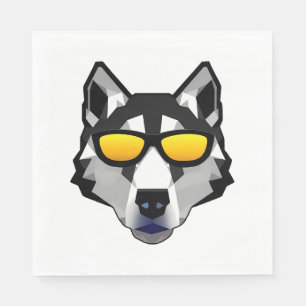 Dog with Sunglasses - Siberian Husky Napkins