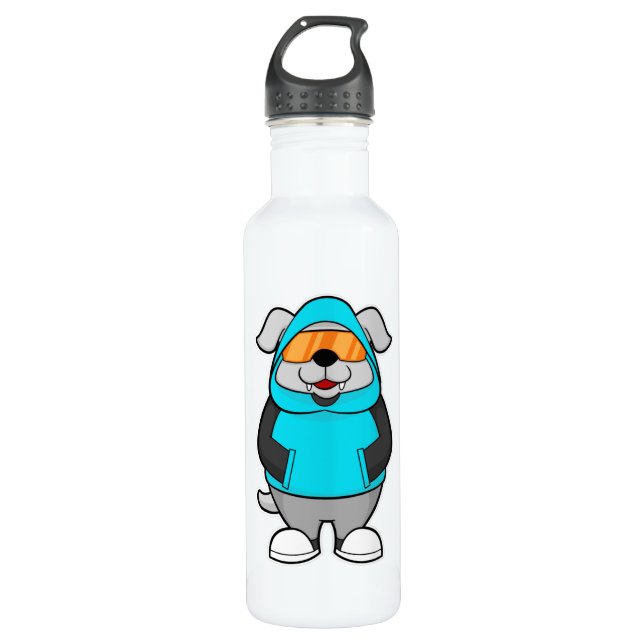 Dog with Sunglasses Stainless Steel Water Bottle (Front)