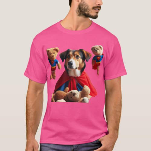 Dog With Superhero Cape Stuffed Animals T_Shirt