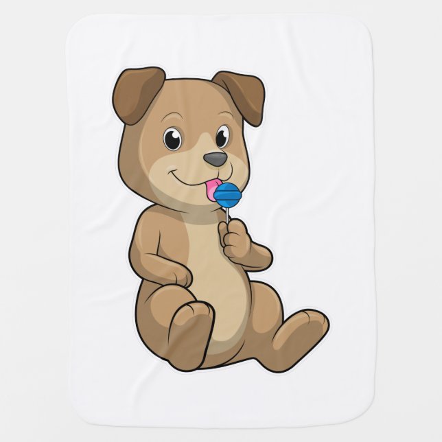 Dog with Sweets Lollipop Baby Blanket (Front)