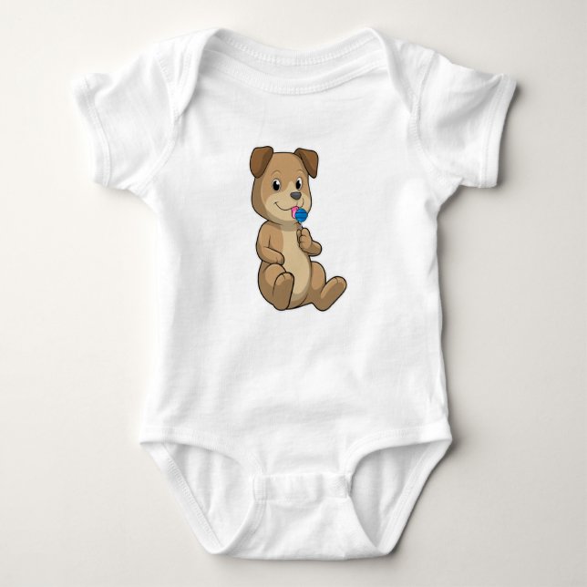 Dog with Sweets Lollipop Baby Bodysuit (Front)