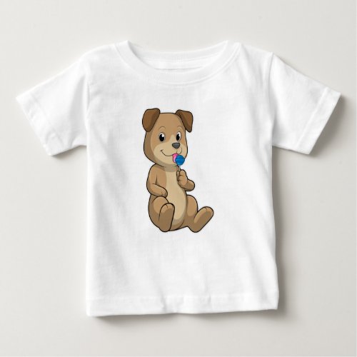 Dog with Sweets Lollipop Baby T_Shirt