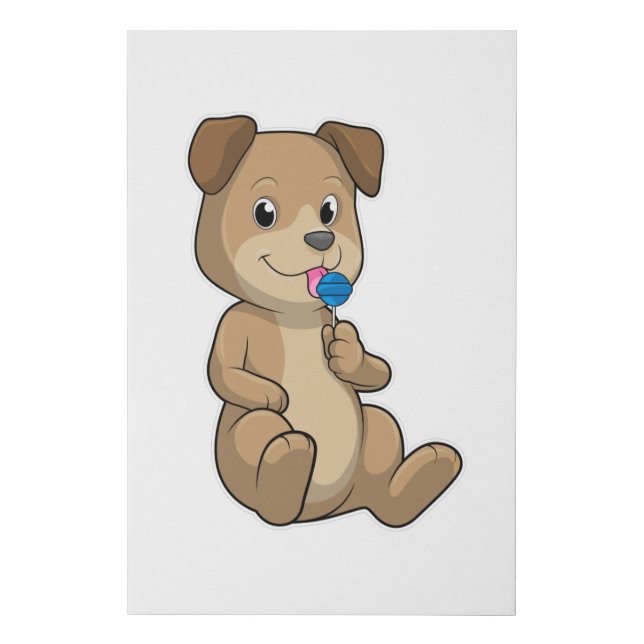 Dog with Sweets Lollipop Faux Canvas Print (Front)