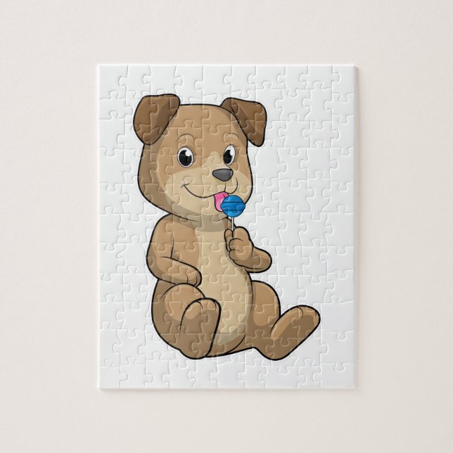 Dog with Sweets Lollipop Jigsaw Puzzle (Vertical)