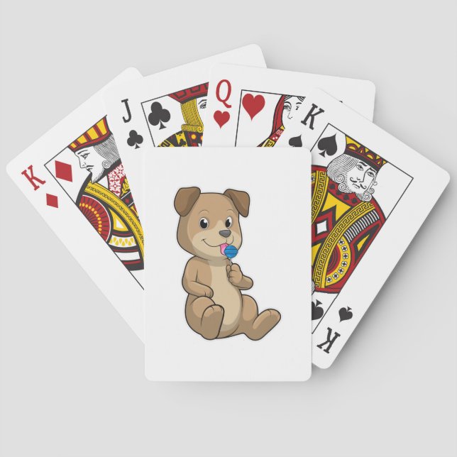 Dog with Sweets Lollipop Poker Cards (Back)