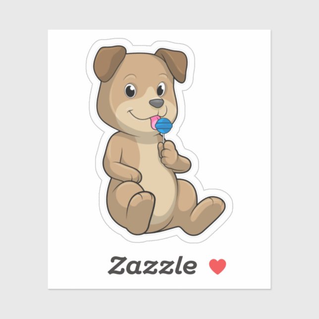 Dog with Sweets Lollipop Sticker (Sheet)