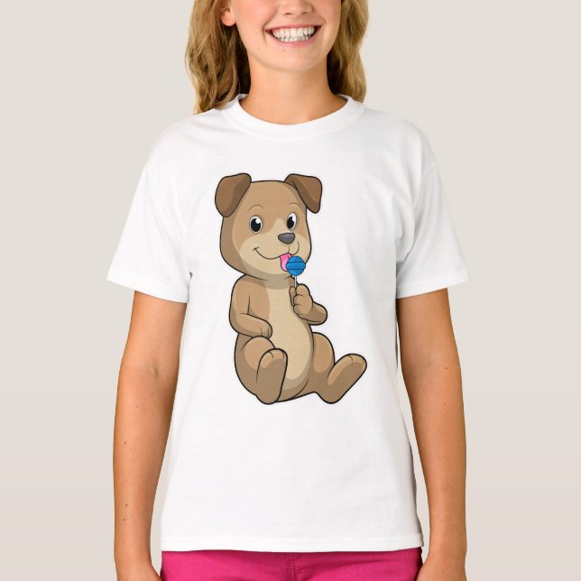 Dog with Sweets Lollipop T-Shirt (Front)