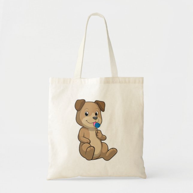 Dog with Sweets Lollipop Tote Bag (Front)