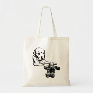 Dog with Teddy Bear   Art Tote Bag