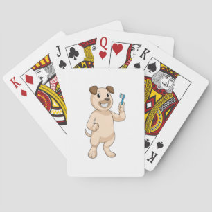 Dog with Toothbrush Poker Cards