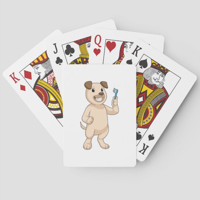 Dog with Toothbrush Poker Cards (Back)