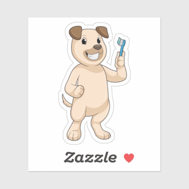 Dog with Toothbrush Sticker (Sheet)