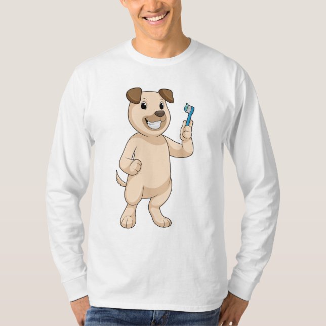 Dog with Toothbrush T-Shirt (Front)
