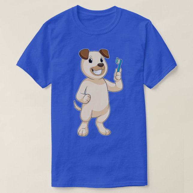 Dog with Toothbrush T-Shirt (Design Front)