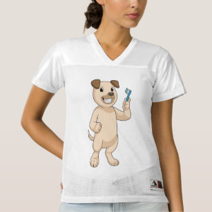 Dog with Toothbrush Women's Football Jersey