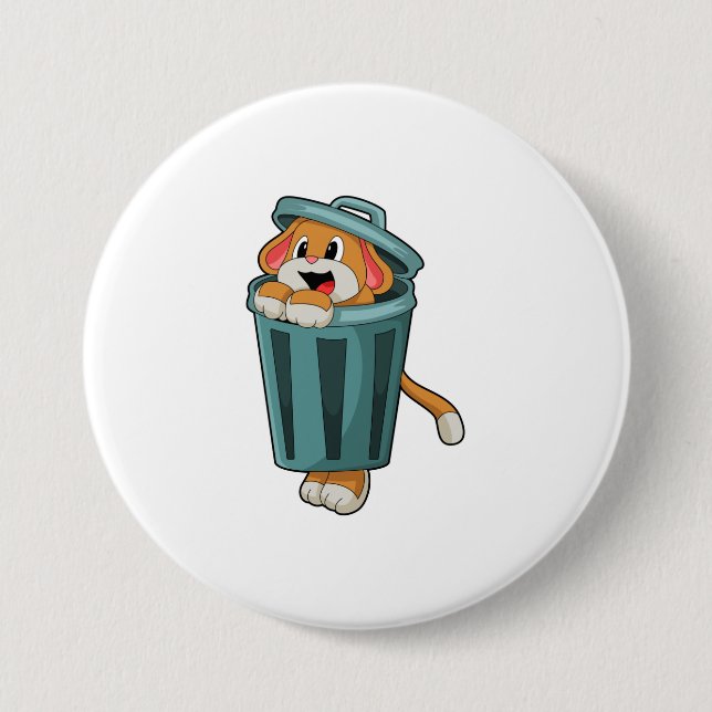 Dog with Trashcan Button (Front)