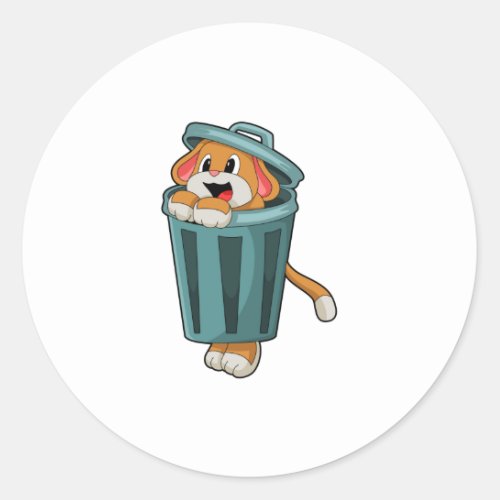 Dog with Trashcan Classic Round Sticker