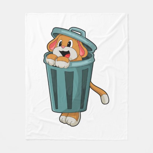 Dog with Trashcan Fleece Blanket