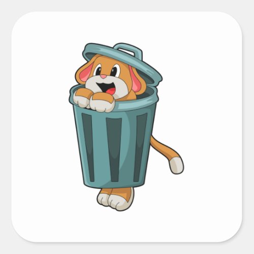 Dog with Trashcan Square Sticker