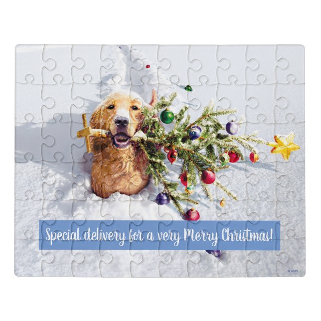Dog With Tree In Snow Jigsaw Puzzle (Puzzle Horizontal)