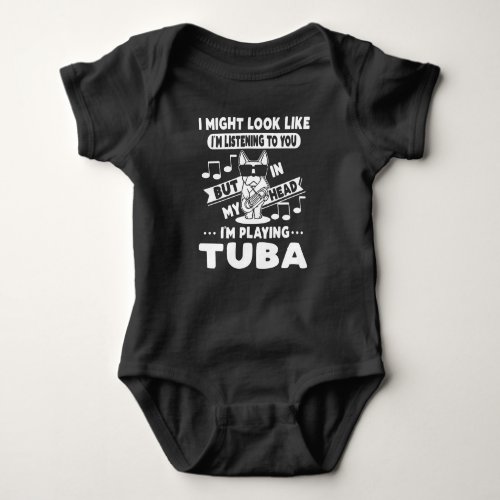Dog With Tuba Music Tubaist Tubist Tuba Baby Bodysuit