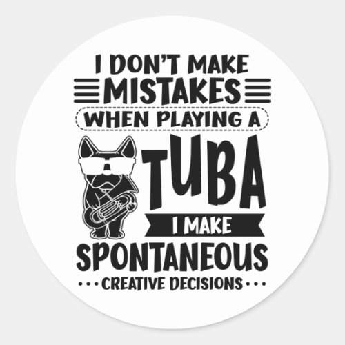 Dog With Tuba Music Tubaist Tubist Tuba Classic Round Sticker