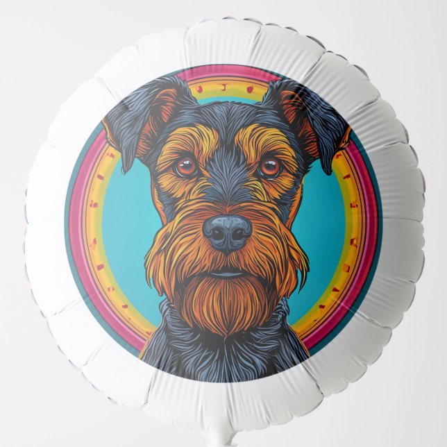 Dog with Vibrant Circular Background Design Balloon (Front)